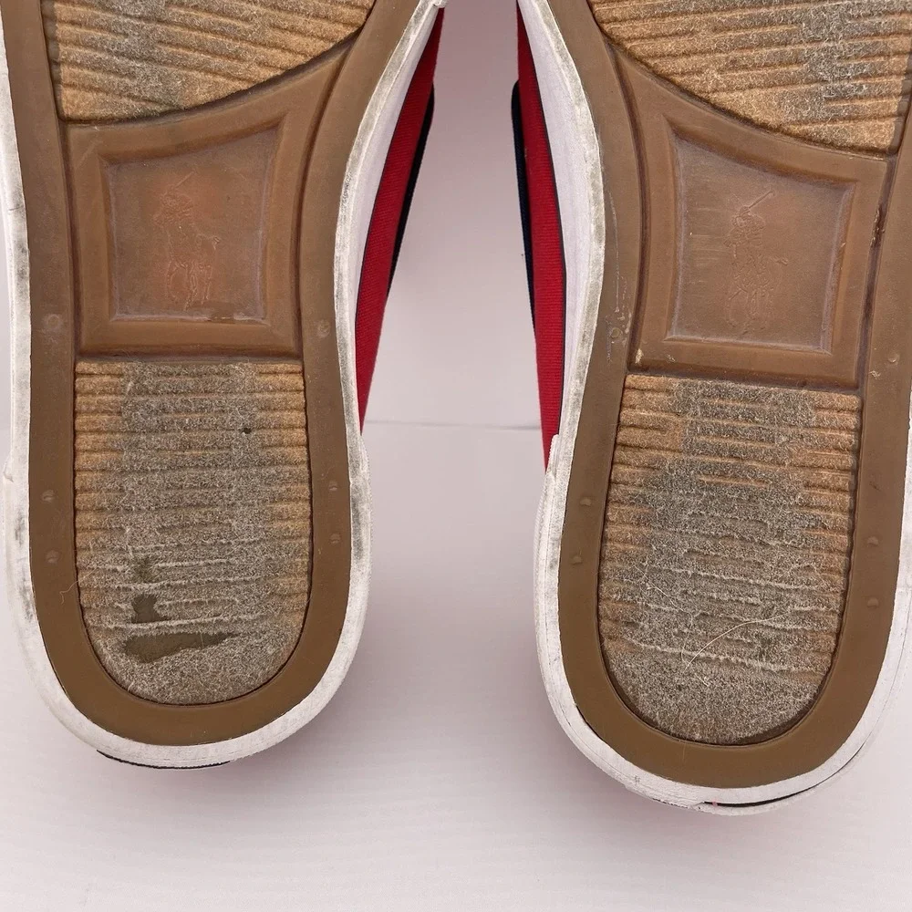 Polo Ralph Lauren Red White & Blue Shoes Size 8 D‎ Canvas Sneakers Boat